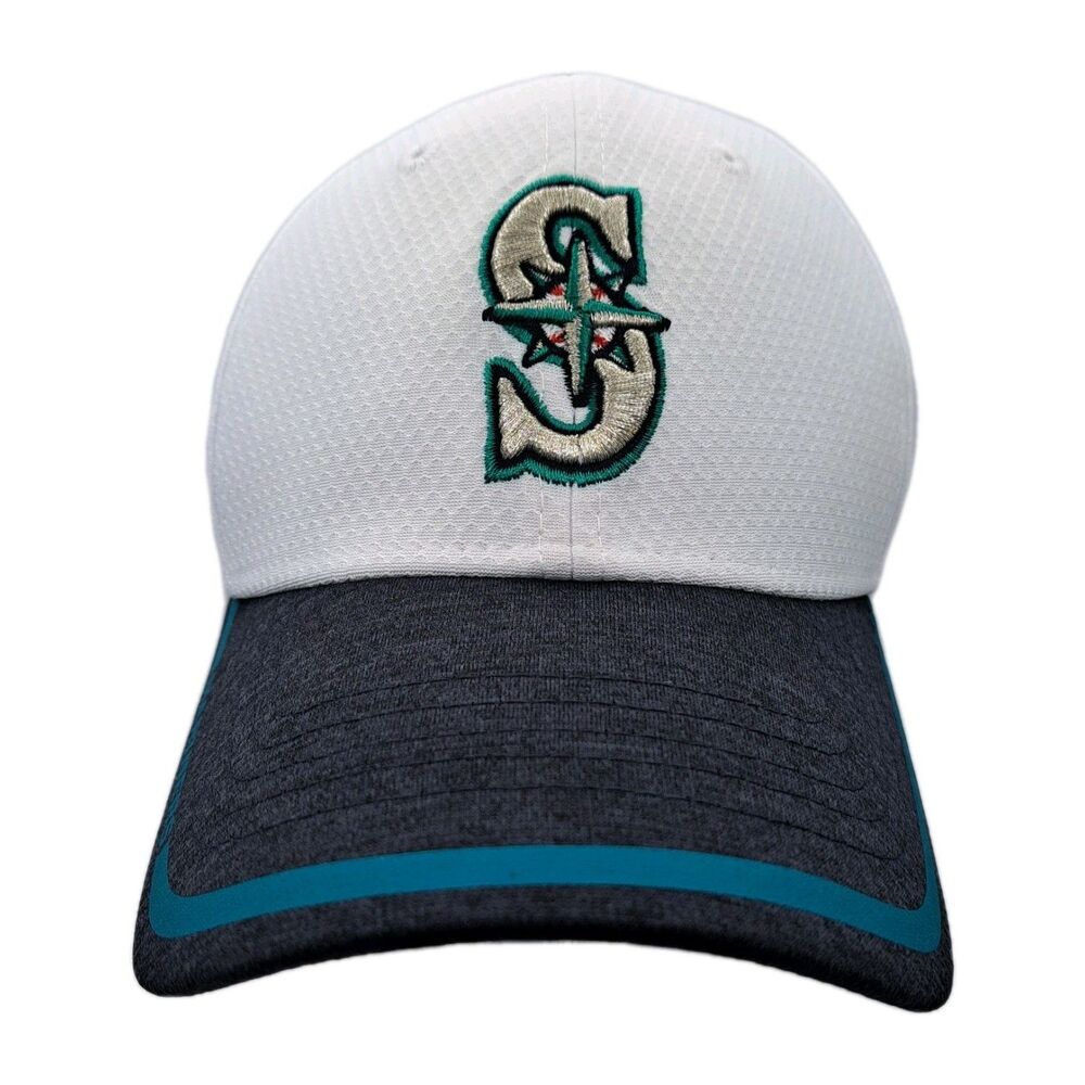 Seattle Mariners 39Thirty New Era Flex Fit Cap Hat White Teal‎ Small/Medium